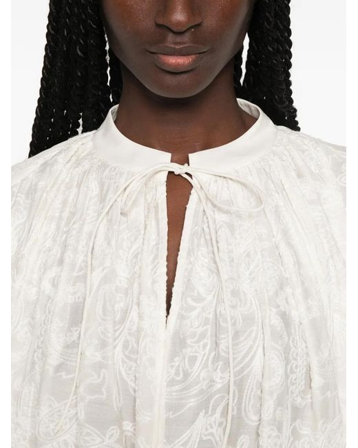 Viktoria Chan White Paisley-Embroidered Blouse