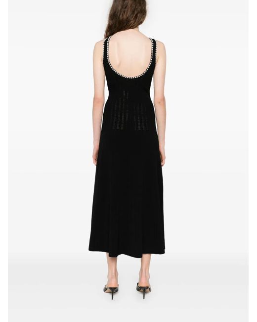 Sandro Black Faux-Pearl Embellished Midi Dress