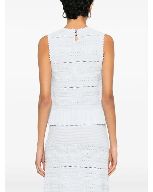 Maje White Ruffled Knit Top