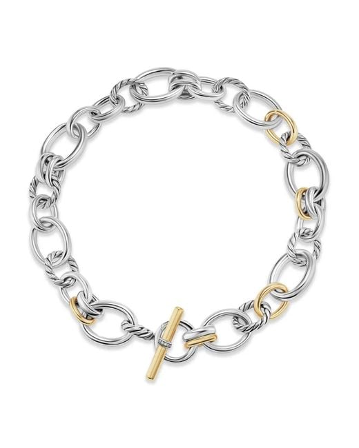 David Yurman Metallic 18Kt Dy Mercer Diamond Chain Necklace (25Mm)