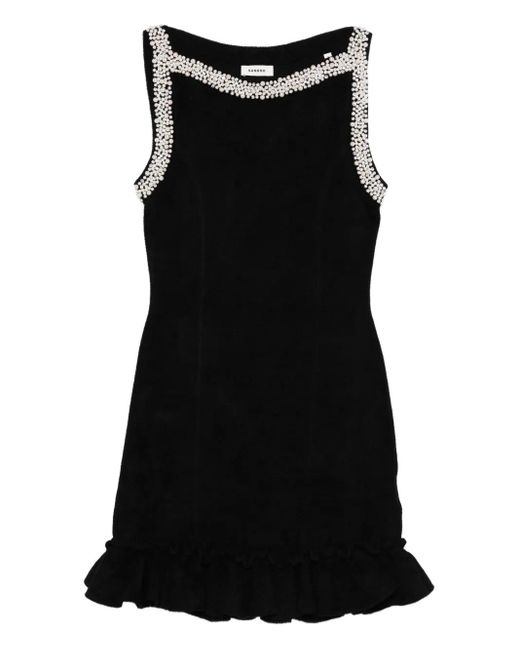 Sandro Black Mini Faux-Pearl Embellished Dress