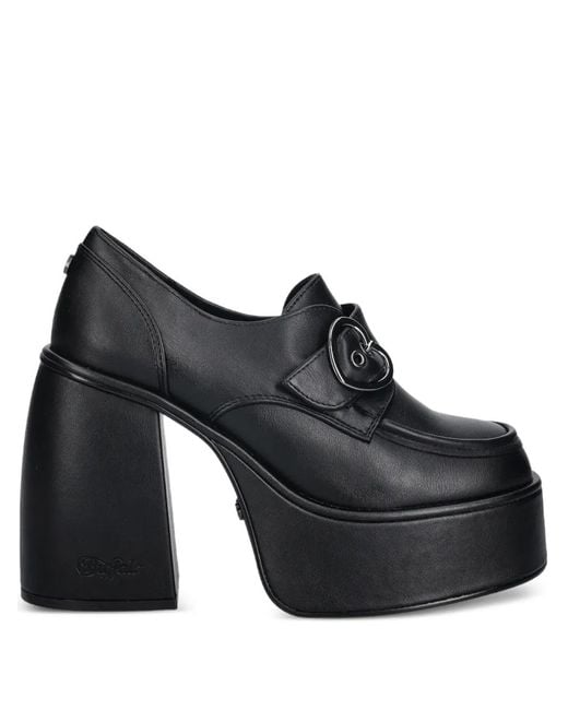 Buffalo Black Escarpins Plateforme À Boucle Cœur 125 Mm