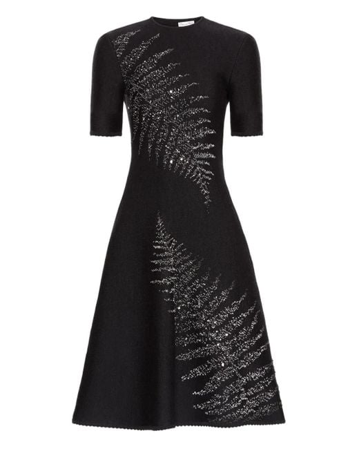 Vestido con helecho bordado Oscar de la Renta de color Black