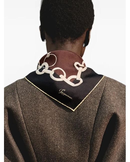 Jacquemus Black Chain-Print Silk Scarves