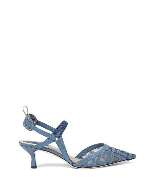 Fendi Blue Colibrì Lite Slingback With Medium Heel