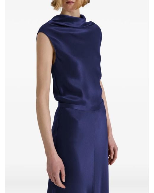 Alberta Ferretti Blue High-Waisted Satin Skirt