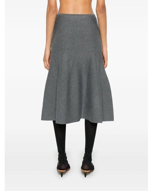 Khaite Gray Odil Wool Midi Skirt