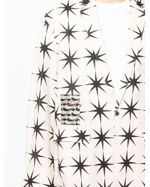 JNBY White Printed Linen Blazer