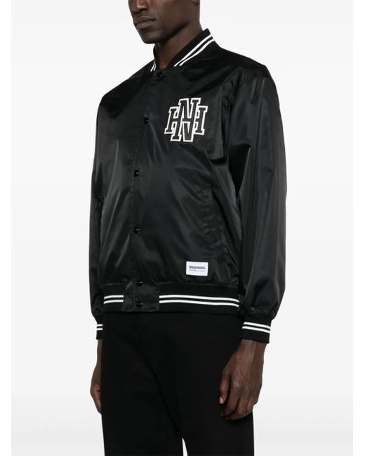 Neighborhood Black Logo-Patch Baseball Jacket for men
