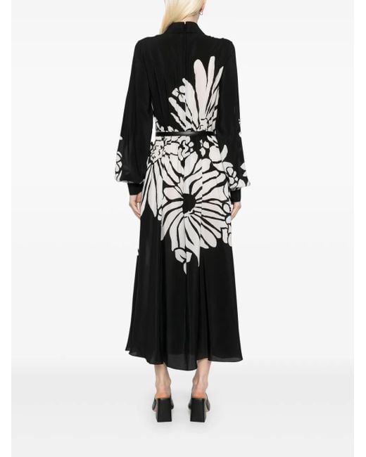Elie Saab プリント シルクドレス Black