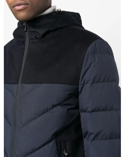 Corneliani Blue Hooded Padded-Design Jacket for men