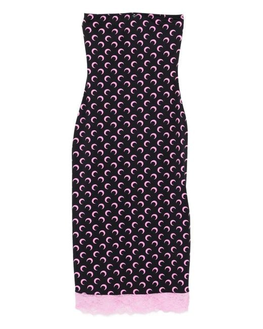 MARINE SERRE Purple Midikleid mit Mond-Print