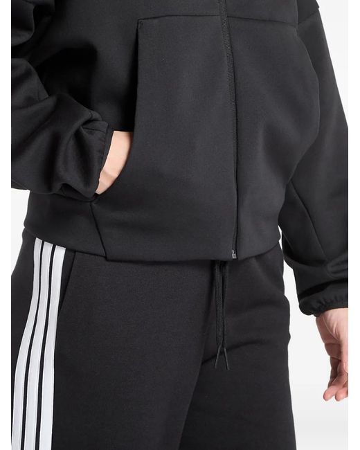 Adidas Black Logo-Print Zip-Up Hoodie