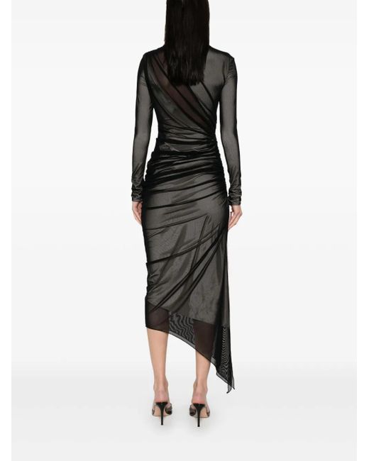 Mugler Black Asymmetrical Hem Midi Dress