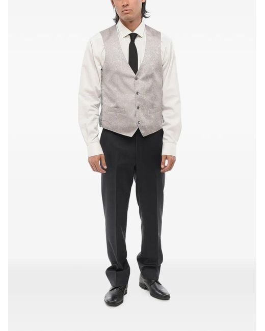 Corneliani Gray Leaf-Pattern Waistcoat for men