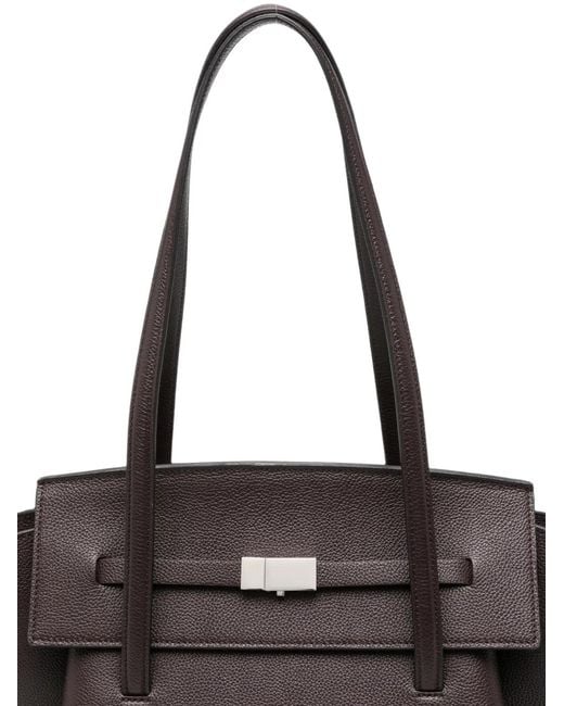 DeMellier London Black Brooklyn Grained Leather Tote Bag