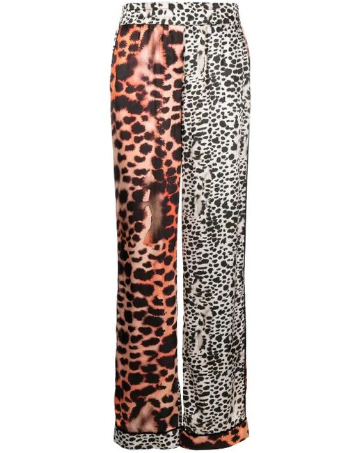 Roberto Cavalli Natural Leopard Print Panelled Trousers