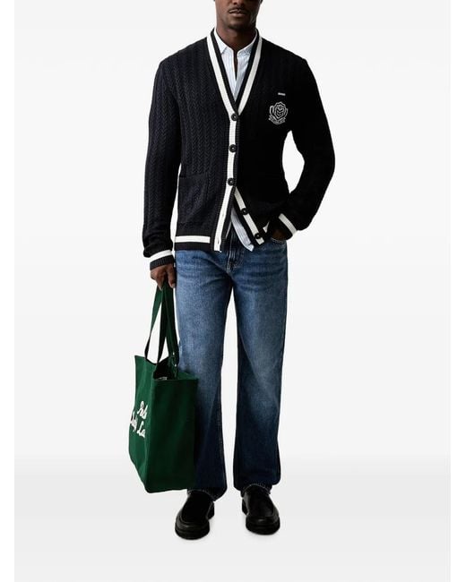 Guess Blue Logo-Patch Straight-Leg Jeans for men