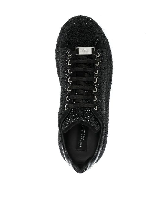Philipp Plein Black Crystal-Embellished Low-Top Sneakers