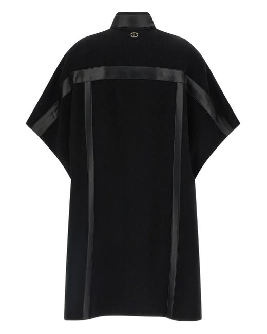 Twinset Black Buckle-Strap Wool-Blend Cape