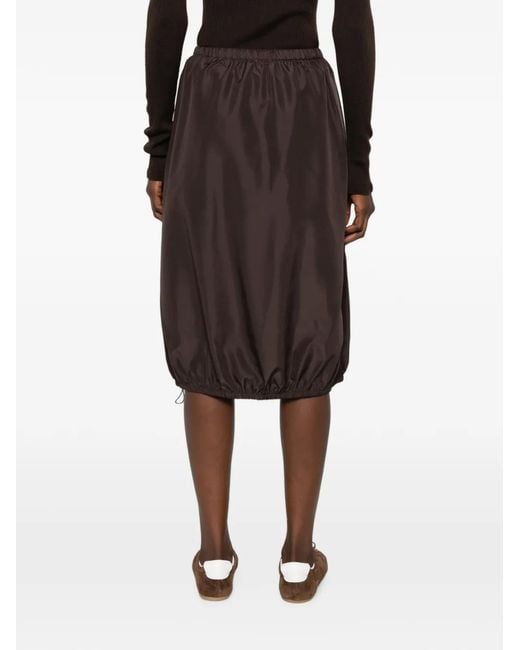 CECILIE BAHNSEN Brown Drawstring-Hem Balloon Midi Skirt