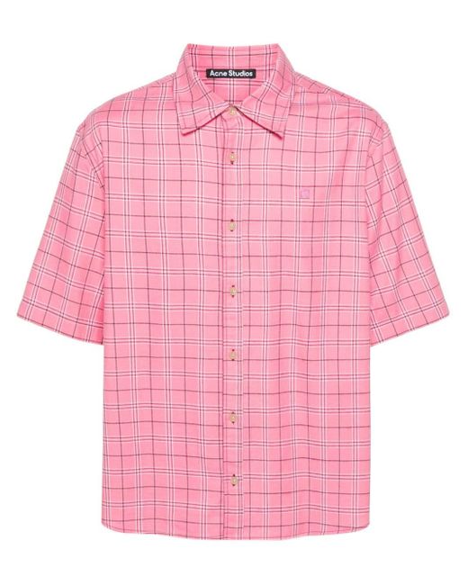 Acne Pink Checked Cotton Shirt