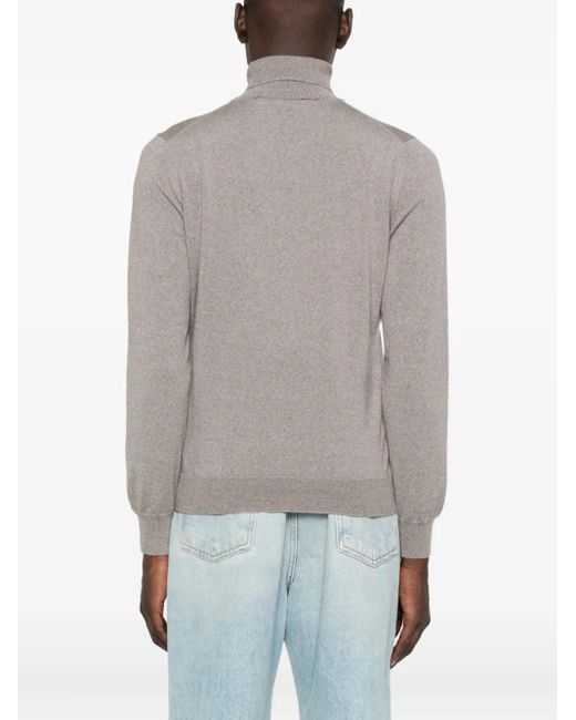 Tagliatore Gray Turtleneck Virgin-Wool Sweater for men