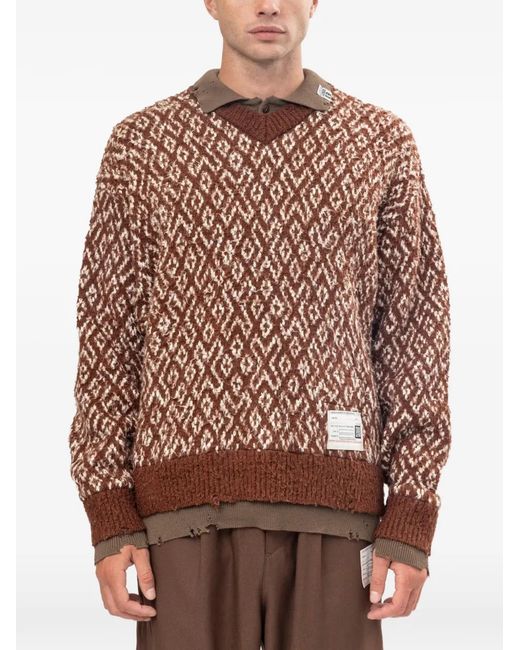 Maison Mihara Yasuhiro Brown Layered Knit Sweater for men