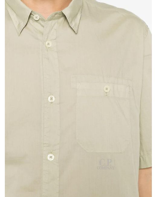 C P Company White Chest-Pocket Short-Sleeve Shirt for men