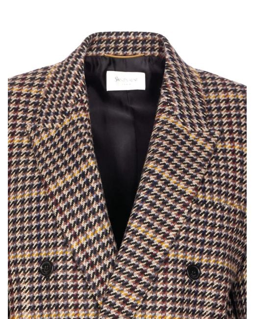 Saint Laurent Geruite Blazer Met Dubbele Rij Knopen in het Brown