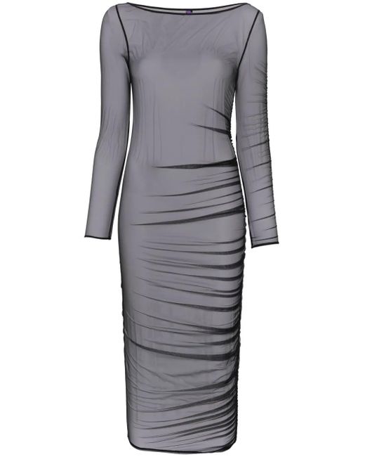 Maison Close Gray Nuit Fauve Long-Sleeve Midi Dress