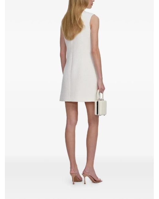 Self-Portrait White Lace-Trim Bouclé Mini Dress