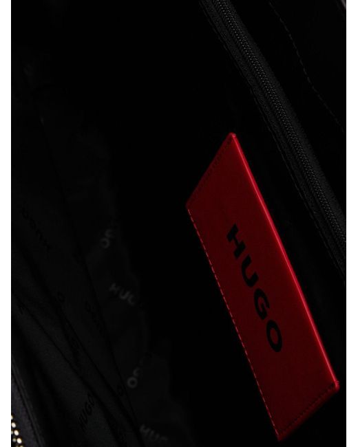 HUGO Black Logo-lettering Open-top Shoulder Bag