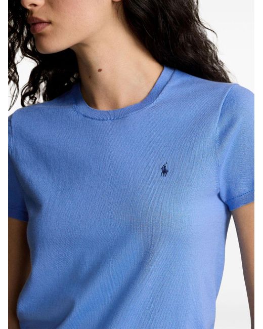 Polo Ralph Lauren Blue Polo Pony-embroidered Knitted Top