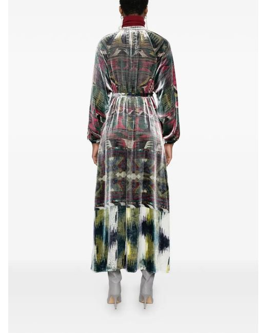 Pierre Louis Mascia White Kanpur Printed Belted Midi Dress