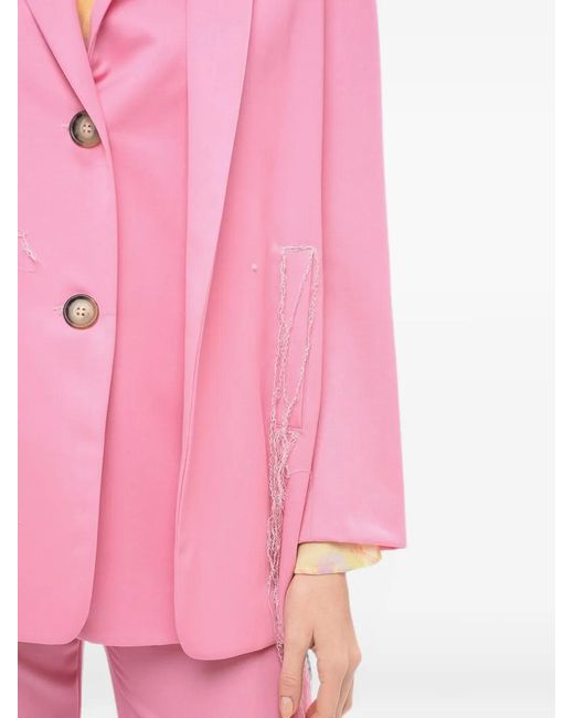 Julfer Pink Fringed Single-Breasted Jacket