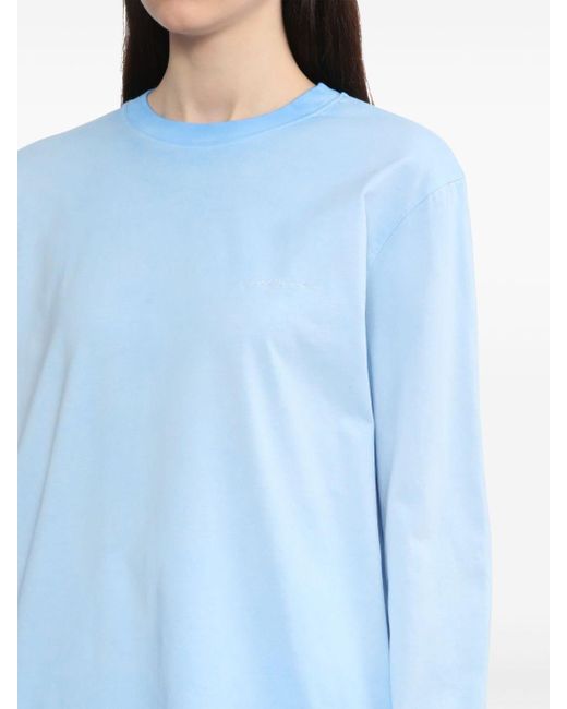 MSGM Blue Crew-neck Cotton T-shirt