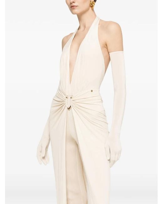 Nissa White Backless Layered Jumpsuit