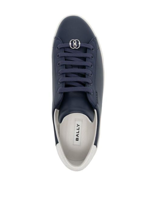 Bally Blue Logo-debossed Leather Sneakers for men
