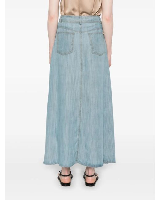 Kaos Blue A-Line Midi Skirt
