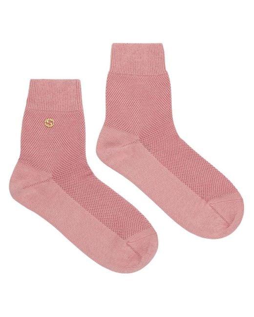 Gucci Pink Cotton Blend Socks With Interlocking G