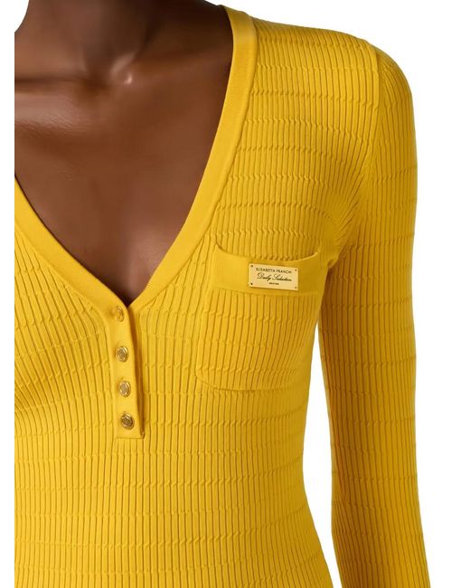 Elisabetta Franchi Yellow Micro-Braided Dress