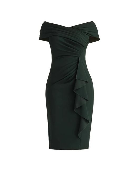 Tadashi Shoji Black Robe Évasée Martine À Volants