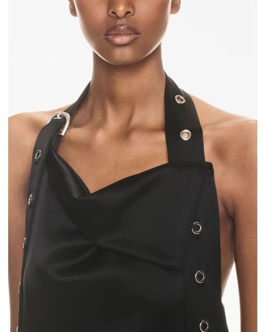 Off-White c/o Virgil Abloh Black Belt-detail Satin Maxi Dress