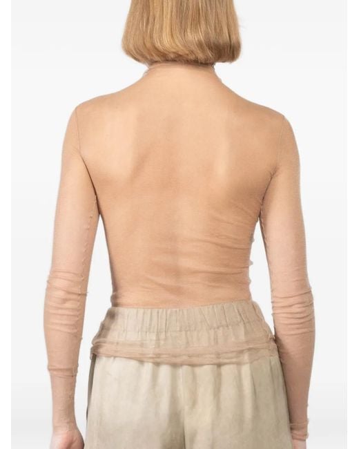 Cortana Natural Cisne Tulle Long-Sleeved Sweater