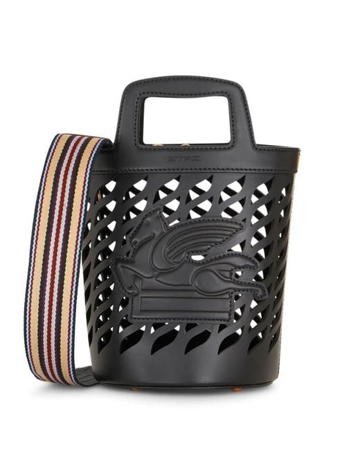 Etro Black Coffa Leather Bucket Bag