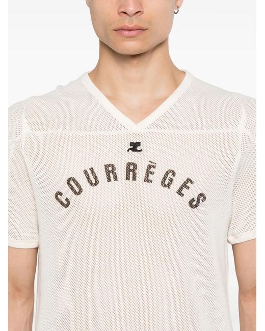 Courreges White Baseball Printed Mesh T-Shirt for men