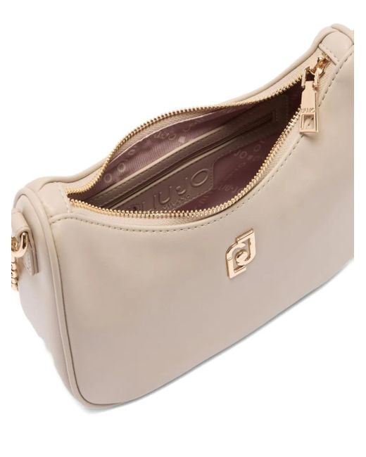 Liu Jo White Small Chain-Detail Zip Shoulder Bag