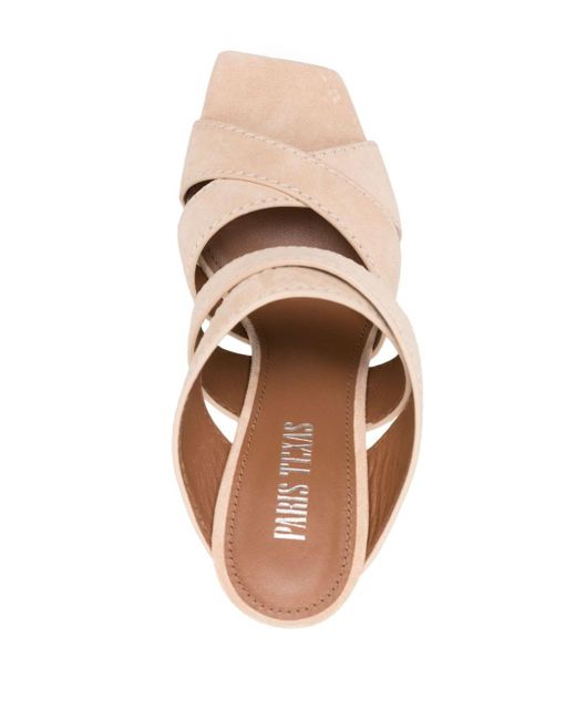 Paris Texas Natural Strappy Suede Mules