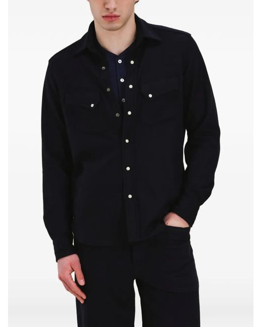 Fortela Blue Pasadena Contrast-Stitching Shirt for men
